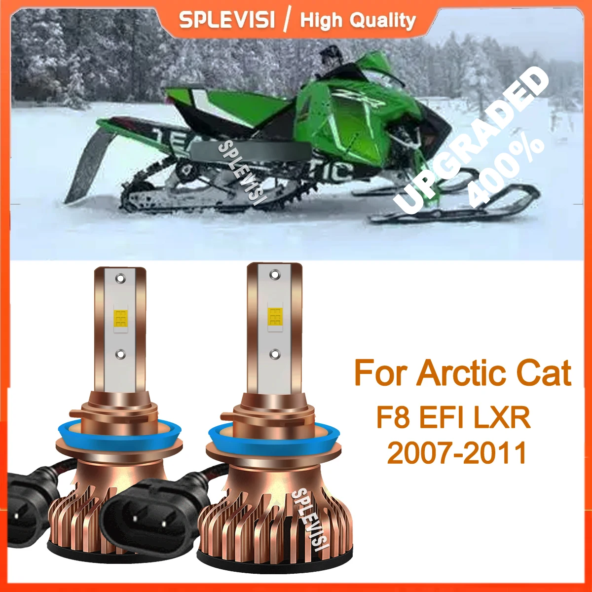 2x 6000K White H11 H9 LED Headlight Bulbs High Beam For Arctic Cat F8 EFI LXR 2007-2011 2008 2009 2010 2011 F5 EFI 2007-2009