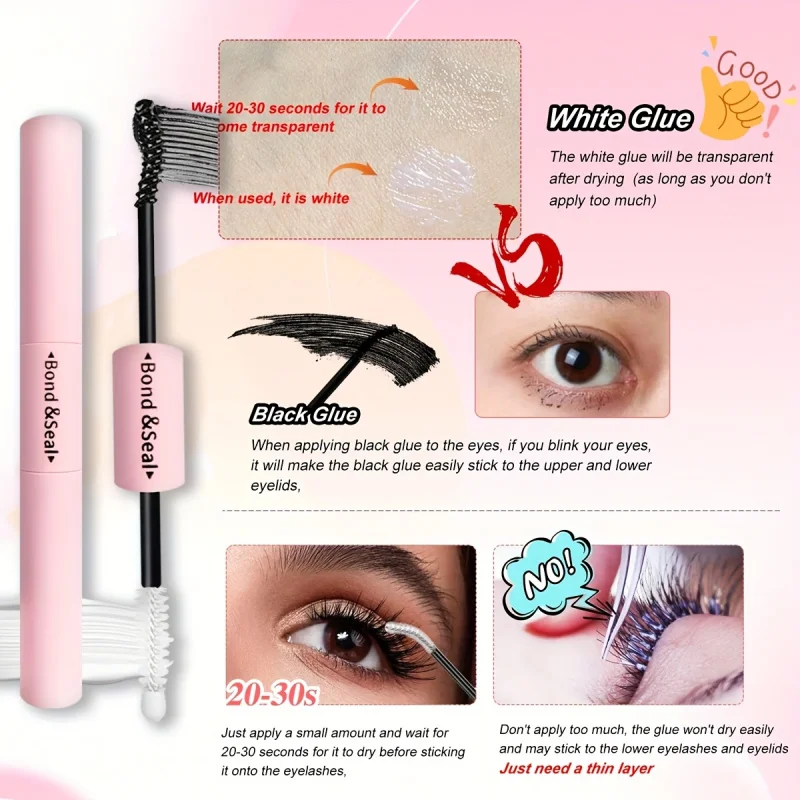 طقم تمديد الرموش الصناعية الاحترافية مع السندات والختم، ملاقط، فرشاة الرموش - 30D/40D/50D 60D/80D/100D، أطوال 9-16 مم،