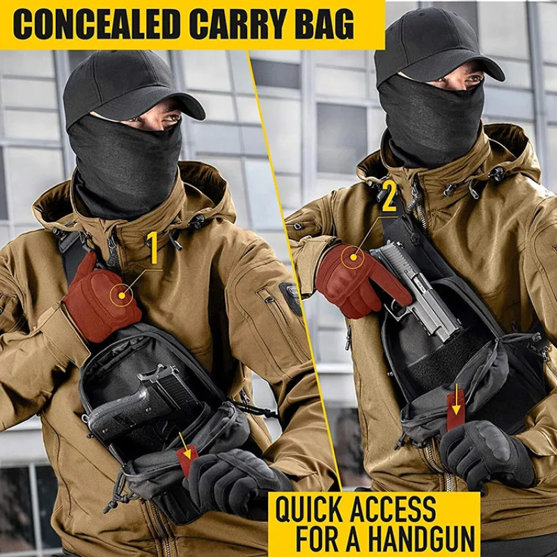 Bandolera de hombro para pistola, bolso de pecho multifuncional para exteriores, impermeable