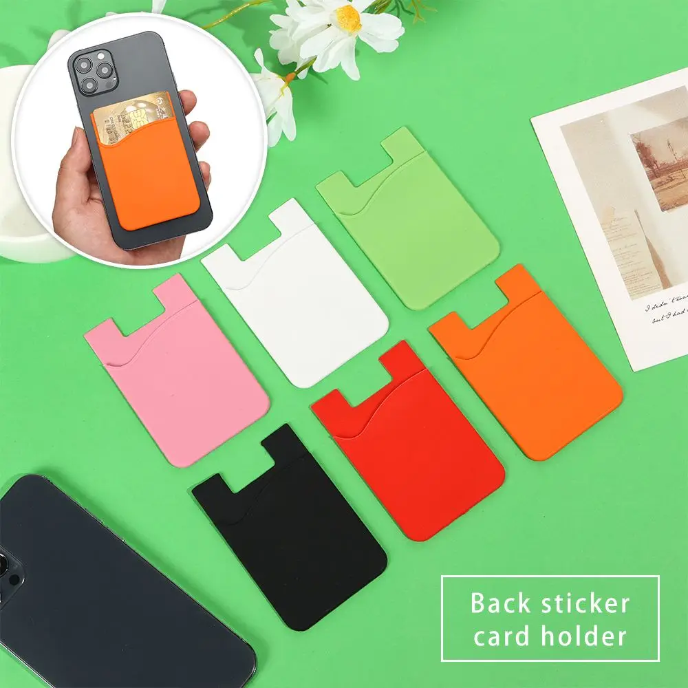 Men Women Sticker Cell Phone Holder ID Card Holder Business Credit Pocket Wallet Case