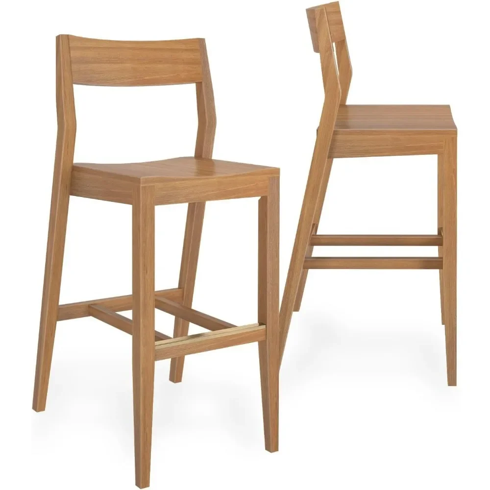 

Solid Wood Bar Height Chairs, 44 Inches, Pair of Modern Dining Chairs for Home Bar and Kitchen