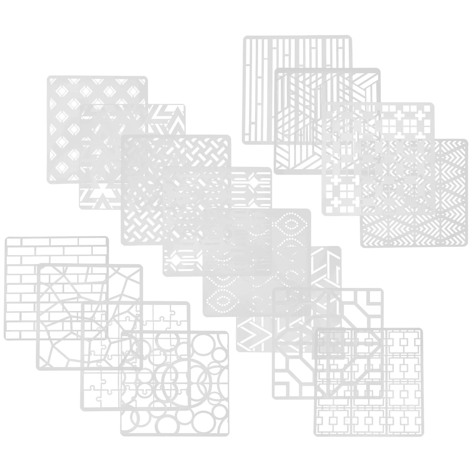 16 Pcs Hollow Painting Stencils Geometric Template for Card Making Drawing Child