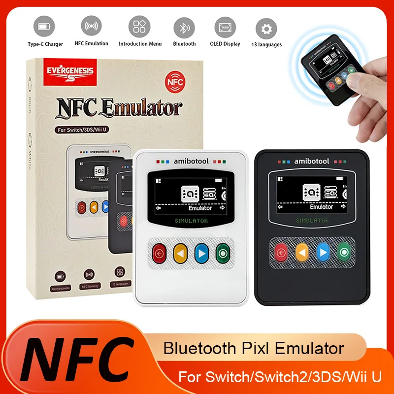 Para Amiibo Smart iNFC Pixl emulador OLED HD Bluetooth simulador inteligente simulador recargable para Switch/Switch2 3DS Wii U