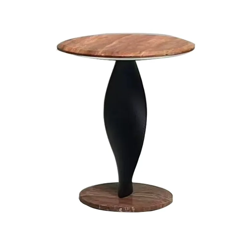 New sculptural limestone side table, natural stone dome, solid wood twist base, decorative side table for villa hotels