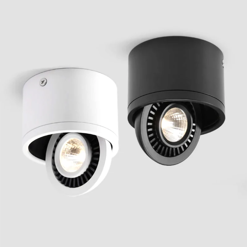 Dimmable Surface Mounted LED Ceiling Light 7W 12W 15W 18W Black Ceil Downlight COB Lamp Rotatable Background Spot Light For Home