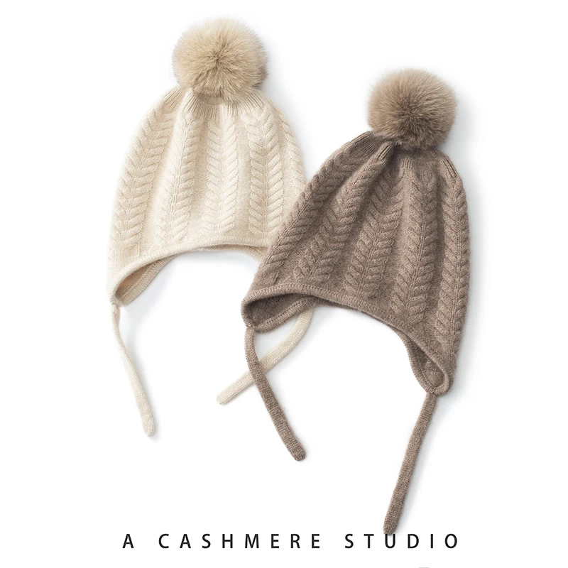 Hohe Qualität Winter Frauen Kaschmir Hüte Mode Im Freien Warm Halten Ohr Caps Solide Strick Beanie Russische Hut Weibliche Bomber Hüte – Detail 12