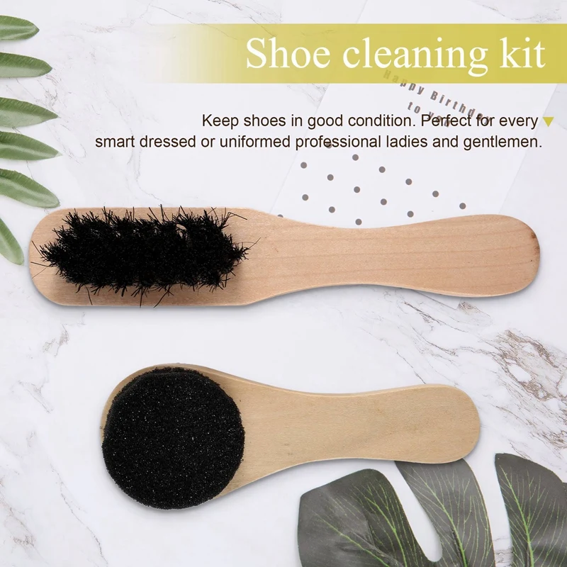 Portable Shoe Care Kit (Black & Neutral Shoe Shine Polish Oil, 3 Brushes, 1 Buffing Cloth, 1 Suit Brush, Storage Case)