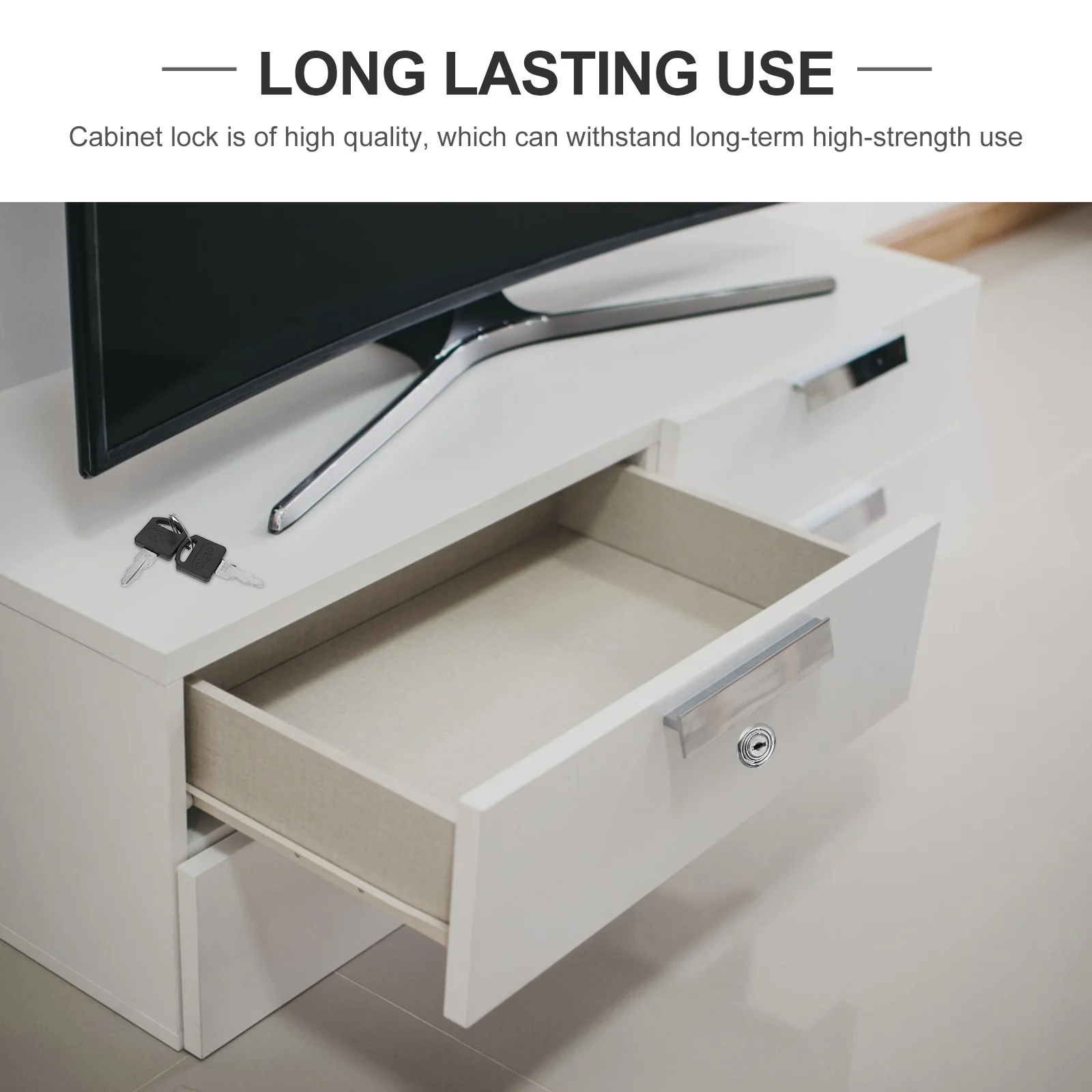 2 buah kunci kabinet dengan kunci berbeda, kunci dorong untuk laci lemari furnitur, kunci kabinet geser.