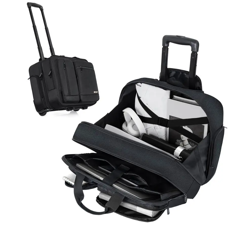 

Laptop Bag, Wheeled Briefcase 17.3 inch Rolling Briefcase, Overnight Roller Bag with RFID Blocking Pocket, Repellent Travel Roll