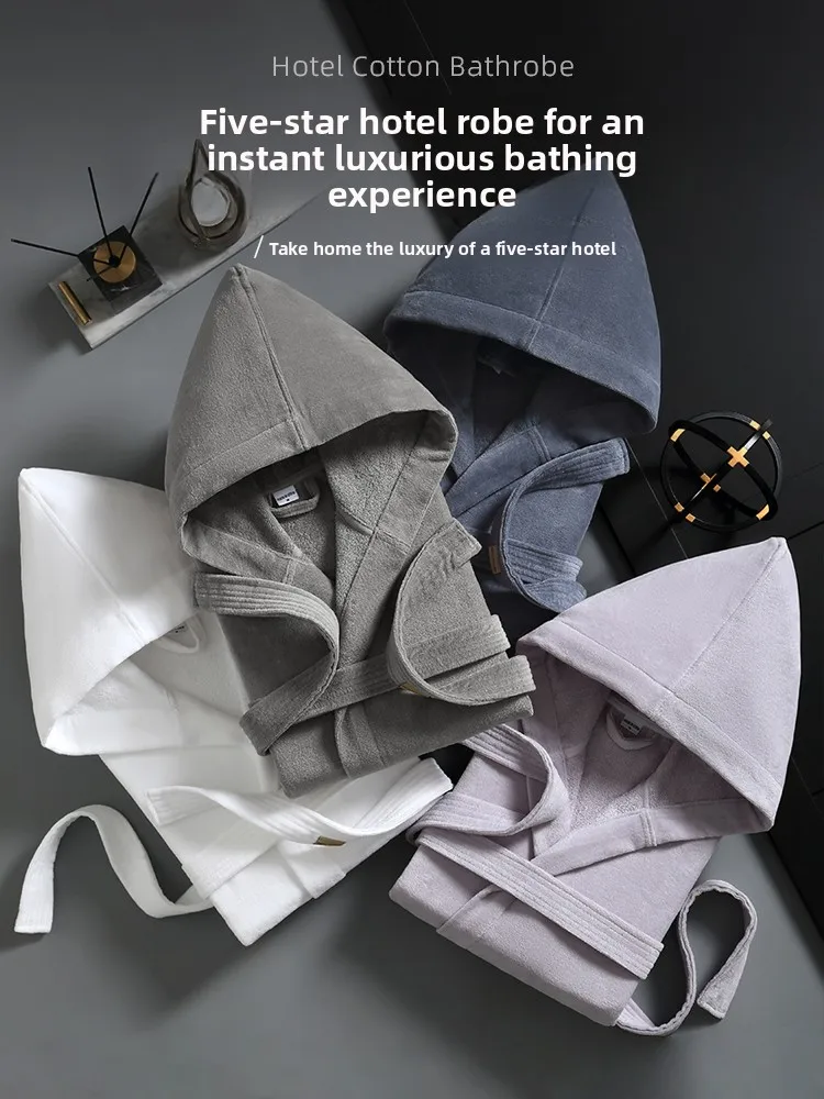 

Халат из чистого хлопка для отелей, из впитывающего полотна, для мужчин и женщин, универсальный, на все сезоны, 202...