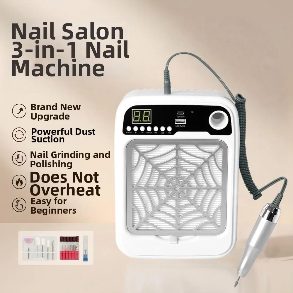 Adjustable Speed Nail Dust Collector Three In One Dust Proof Nail Vacuum Cleaner Powerful UV Baking Lamp Manicure Machine Tools