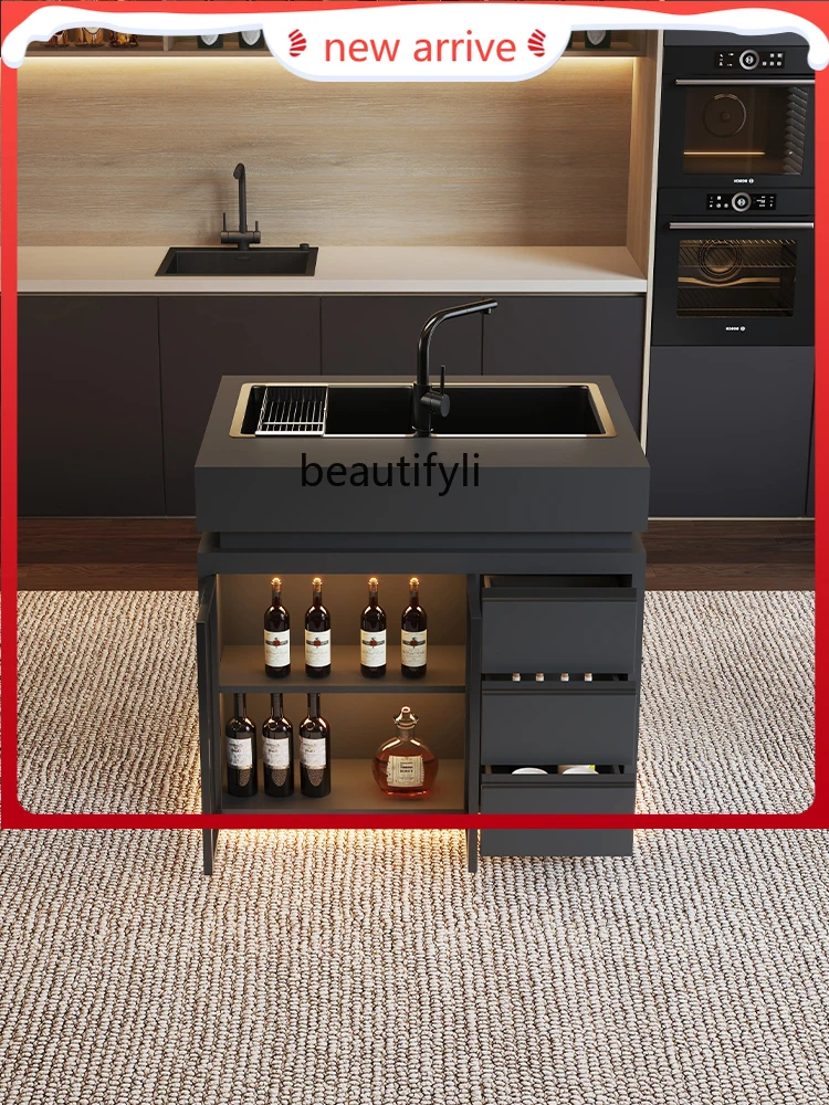 

Single island cabinet dining table household light luxury integrated bar table dining table restaurant new high-end sense G1218