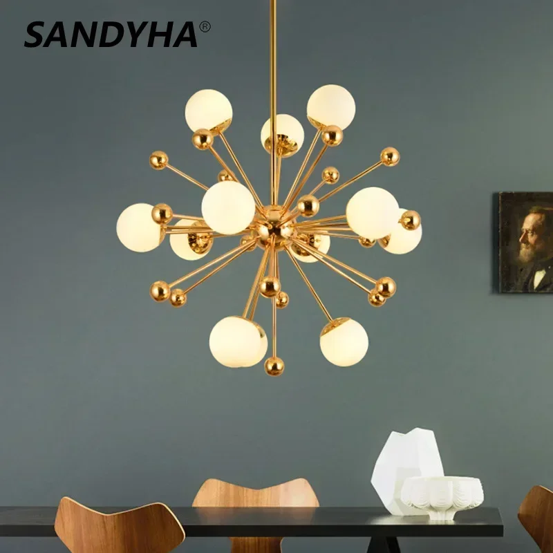 

Nordic Salon Chandeliers Modern Home Decoration Golden Minimalist Bubble Glass Sphere Led Lamp Living Room Dining Bedroom Lights