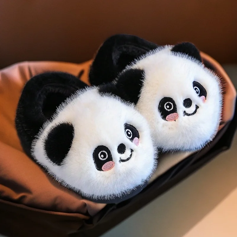 

New Cute Cartoon Little Panda Children's Autumn and Winter New Plush Slippers Indoor and Outdoor Leisure Comfortable Anti slip