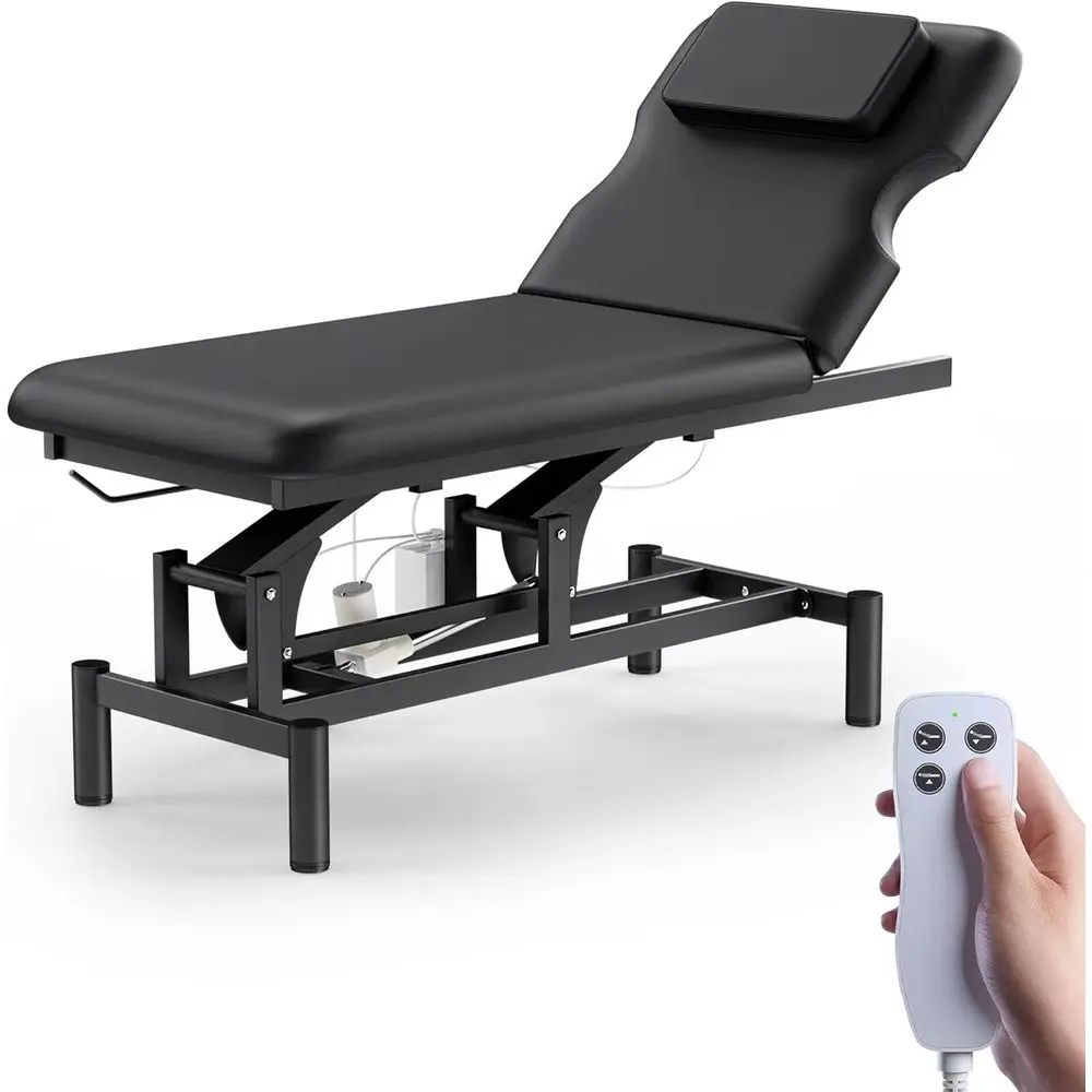 Cama de Spa Eléctrica de Doble Motor con Respaldo Ajustable, Altura Regulable y 4 Patas Estabilizadoras para Servicios de Masaje y Estética