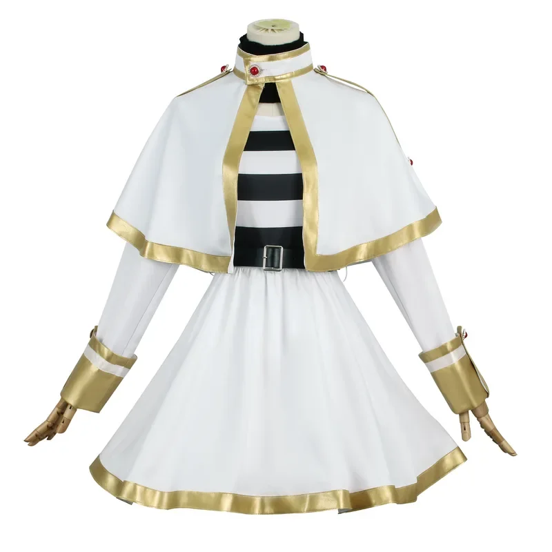 Frying Cosplay Costume Anime Friar Beyond Journey's End White Dress Uniform Ears Earrings Wig Halloween Party Women Cosplay