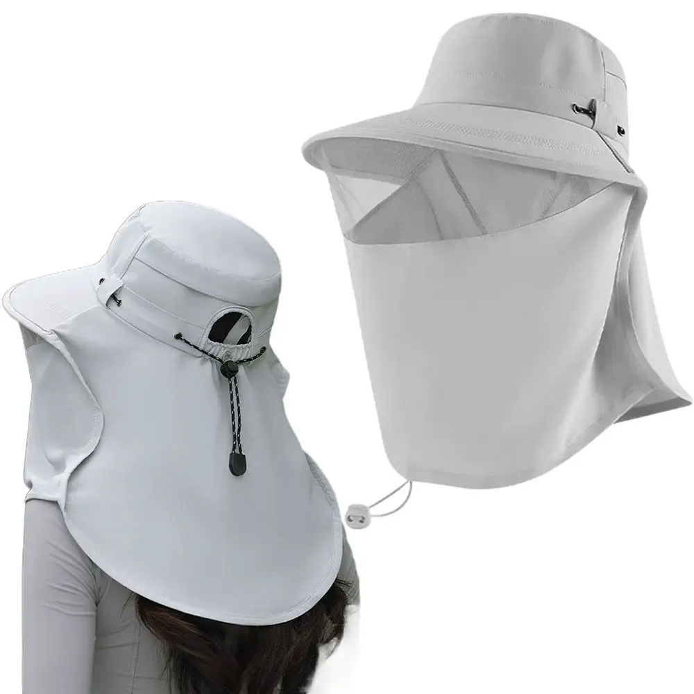 قبعة حماية من الشمس سريعة الجفاف قابلة للتعديل بحافة واسعة للنساء، قبعة صياد قابلة للتنفس، واقي للوجه، قبعة صيفية واقية من الشمس للشاطئ