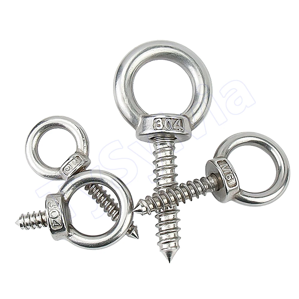 M4/M5/M6/M8/M10/M12 304 Stainless Steel Sheep Eye Screw Self-tapping Ring Hook Wood Screw for Speakers/Audio Equipment