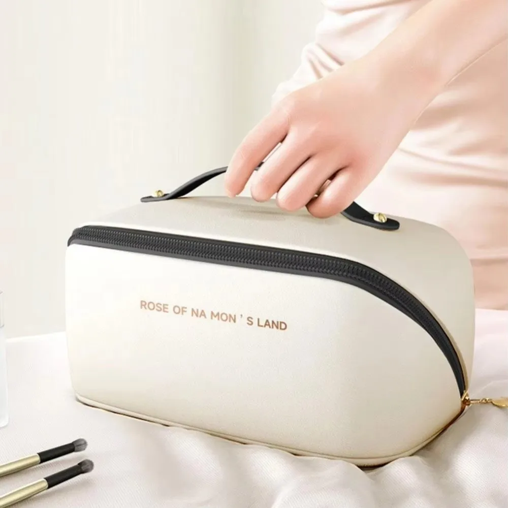Fashion Portable Tote Makeup Bag Pillow PU Travel Organizer Bag Multi-compartment Large Capacity Toiletry Kit Bag