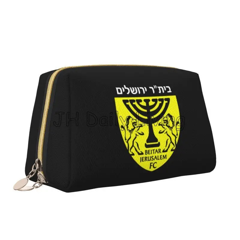 

Кожаная косметичка Beitar Jerusalem FC с футбольным принтом, большая вместительная дорожная сумка для хранения, портативная косметичка для туалетных принадлежностей для женщин