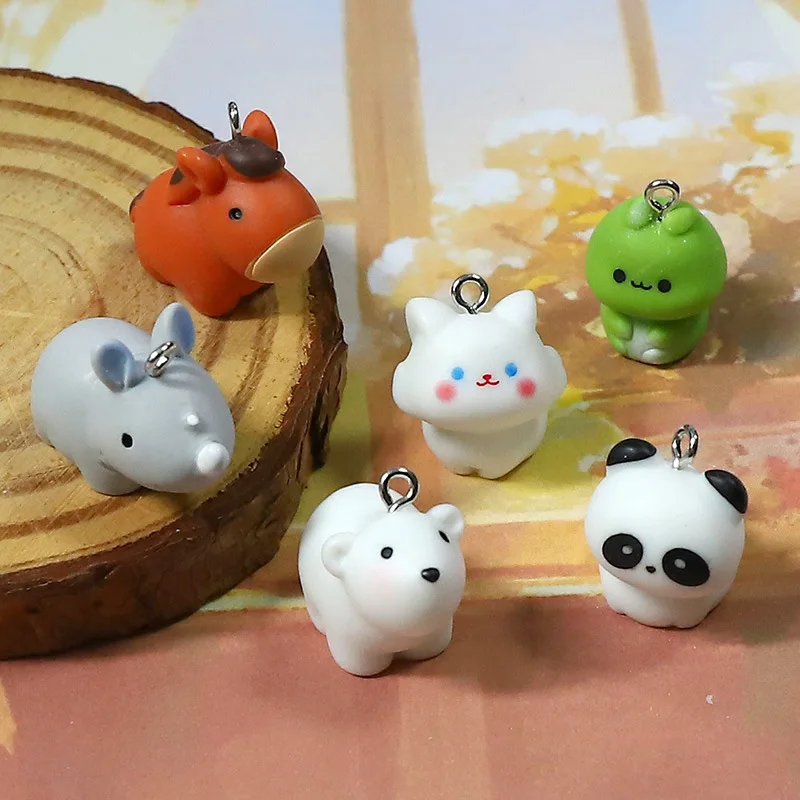 6 قطعة رائعتين صغيرة الراتنج الكرتون الحصان كاتربيلر الحيوان دلايات المعلقات لصنع المجوهرات ، المفاتيح الحرف DIY بها بنفسك الملحقات #1