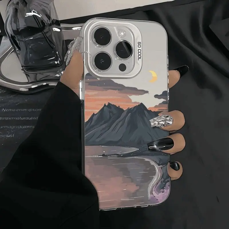 

Sunset view phone case for iPhone 16 15 14 13 12 11 Pro/ Max/Plus shock-proof rear cover anti-fingerprint