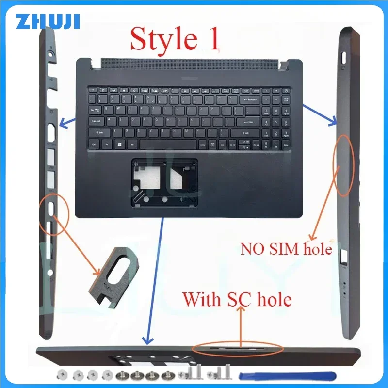 For TravelMate P215-52 P215-53 P50 N19Q8 New Laptop Palmrest/Bottom Case Hinges Black