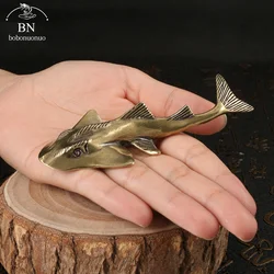 Solid Brass Bowmouth Guitarfish Figurines Vintage Sea Animal Small Statue Desktop Ornaments Office Decorations Crafts gifts