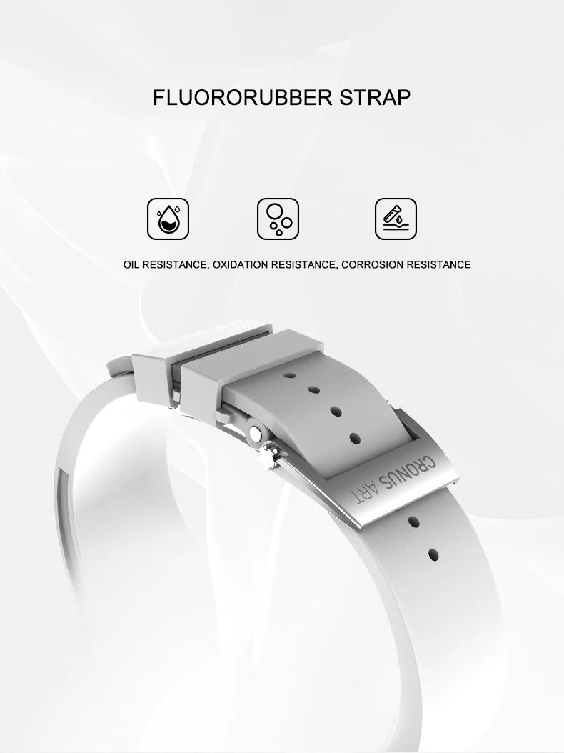 CRONUSART Orologio da donna di lusso Tonneau Orologio da polso al quarzo da donna Cassa in ceramica Cinturino in gomma fluorurata Quadrante ruota panoramica girevole