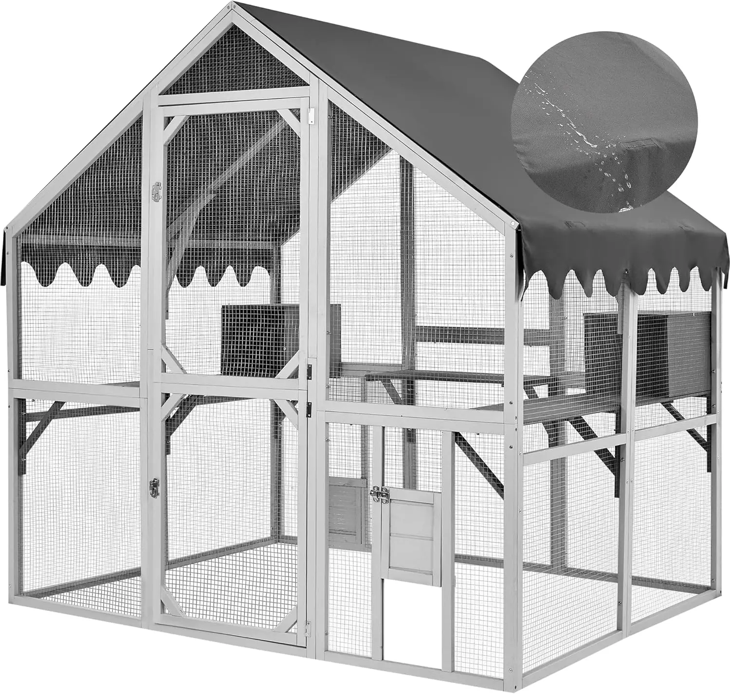 Catios For Cats Outdoor Patio Large Outdoor Cat Enclosure With Escape-Proof, Weatherproof For Multiple Cats Wooden Cat House,