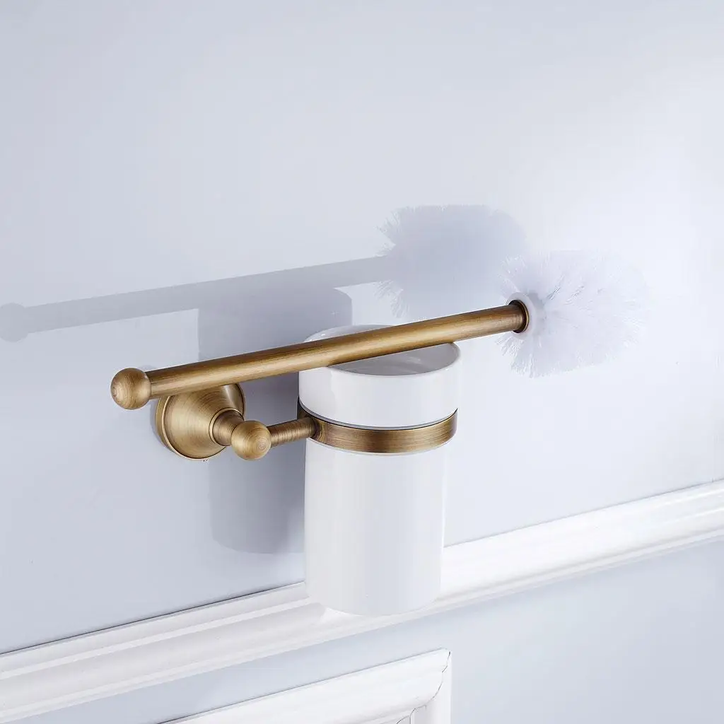 

Настенный винтажный набор для унитаза со скрытым держателем, керамической чашей и латунными аксессуарами для ванной комнаты