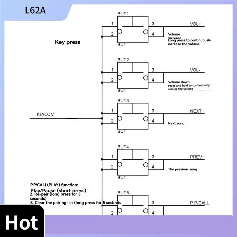 L62A QCC5125 Bluetooth 5.1 Stereo Audio Module DC 3.6-5.5V LDAC Lossless Analog Output APTX/APTXLL/APTXHD Module