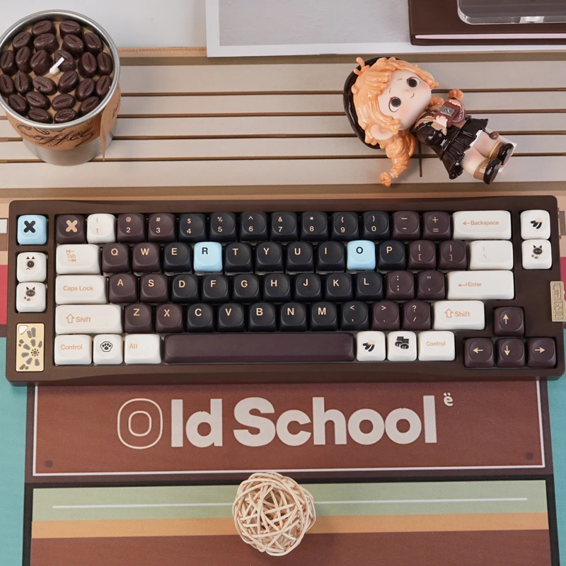 

130 Keys Brown Sugar MOA Profile Kawaii Keycap 5 Side Dye Sublimation PBT Keycaps for Cherry Gateron MX Switches Gaming Keyboard