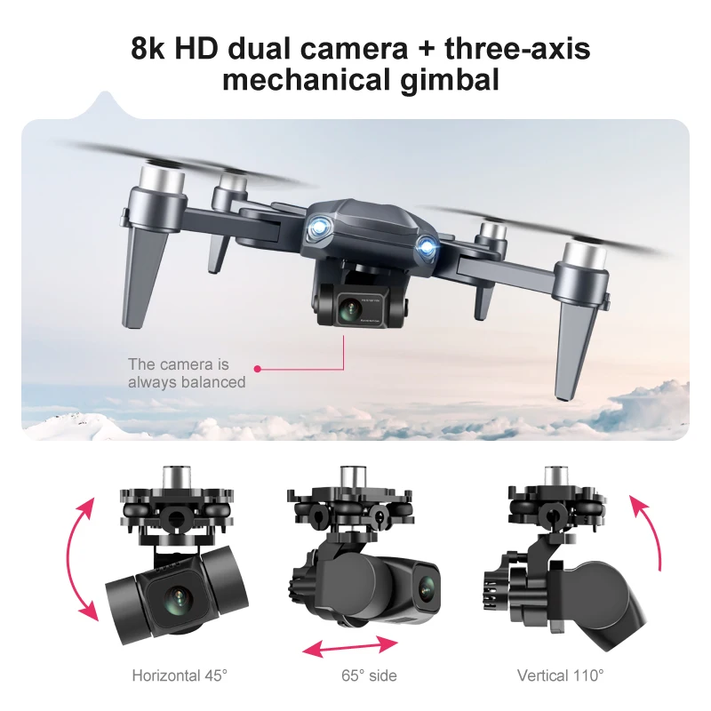 Dron plegable con cámara Dual 8K HD, cuadricóptero sin escobillas de 3 ejes, 5G, GPS, regreso a casa, 3KM, 2021