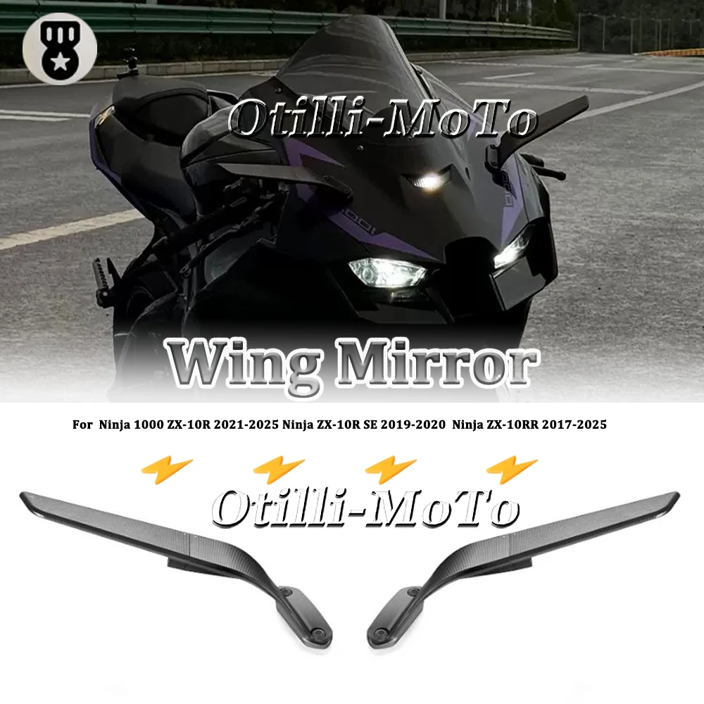 

For Kawasaki Ninja1000 ZX-10RR 2017-2026 ZX-10R SE ZX10R New Motorcycle Adjustable Rotate Winglets Wing Stealth rearview Mirrors