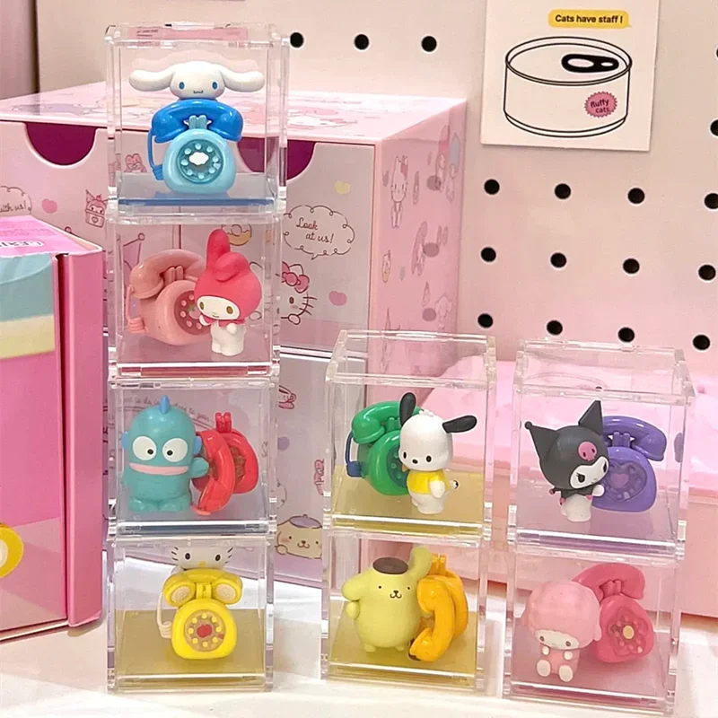 Sanrio Blind Box Heartbeat Call Series Micro  HelloKitty Kuromi Cinnamoroll Ornaments Children's Toy Model Birthday Gift