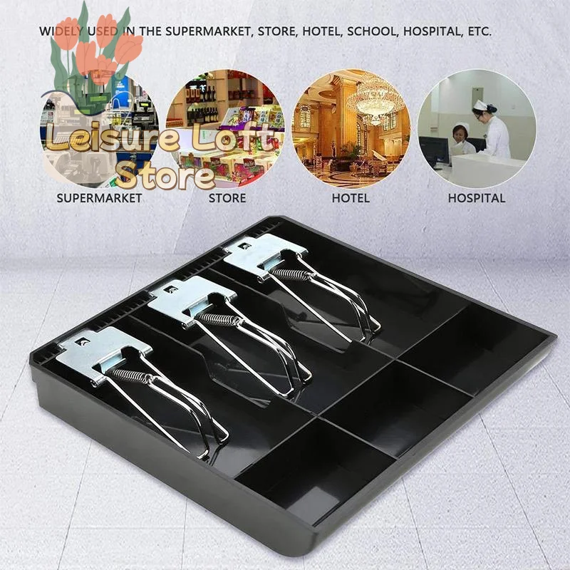 Cash Register Clip Heavy Duty Metal 4 Slots Drawer Organizer Universal Money Holder for Restaurant Small Business