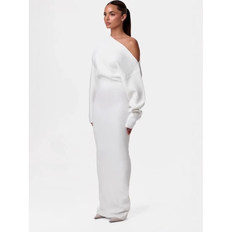 Sexy Elegant Long Sleeve Shoulder Bared Fitting Dress Splendid Fashionable Women's Clothing Cross-Border New Style Dress