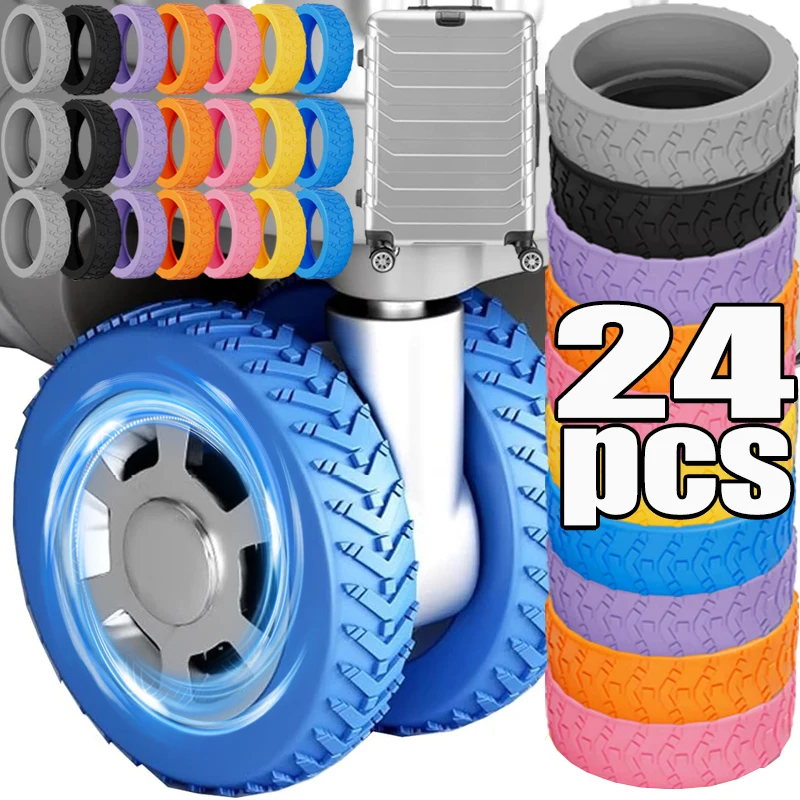 1/24Pcs Thicken Texture Silicone Wheels Protector For Luggage Reduce Noise Travel Luggage Wheels Cover Luggage Accessories