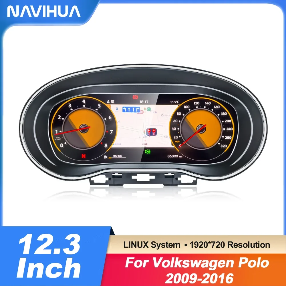 

Navihua ЖК-цифровой дисплей приборной панели для Volkswagen VW Polo 2009-2016 Carplay Auto Instrument Virtual Cockpit Meter