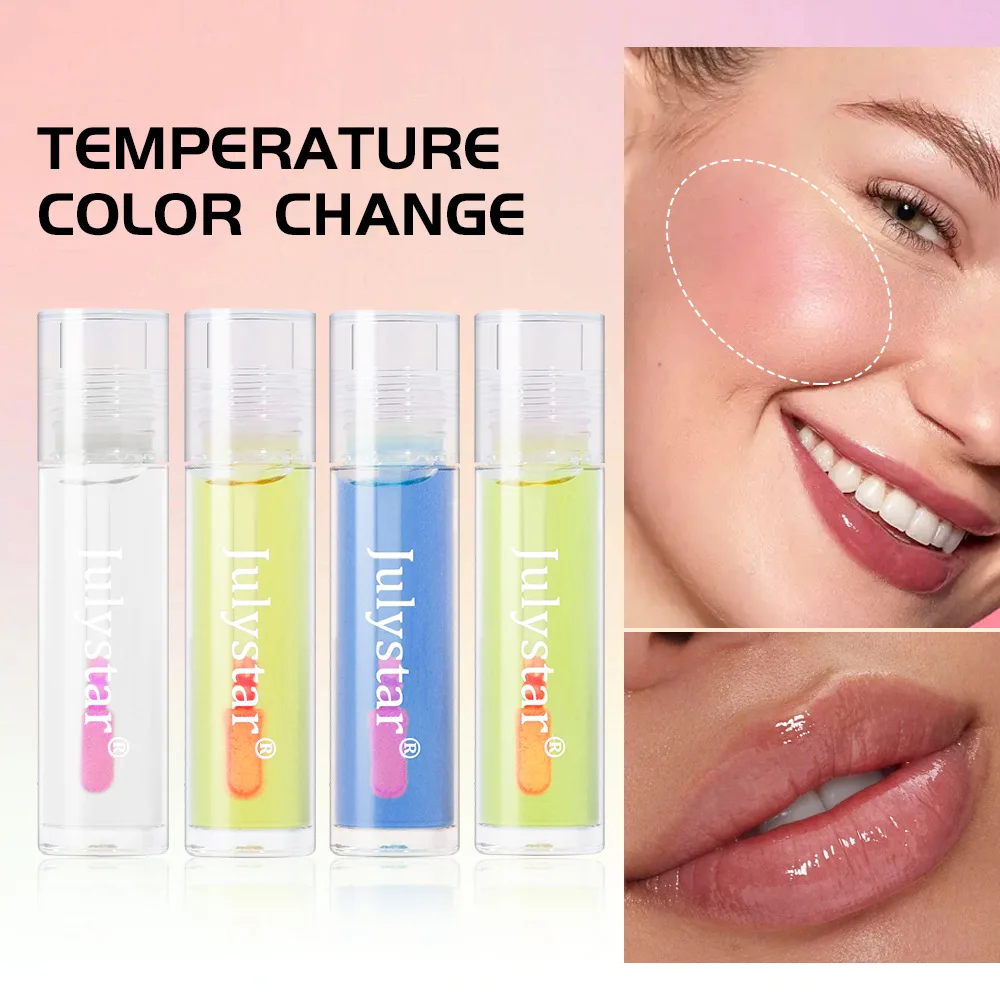 Julystar-colorete en polvo 2 en 1, brillo de labios, Doble Uso de labios y mejillas, chica, cosméticos, maquillaje para mujeres, cosméticos que cambian de Color