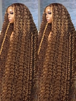 High Ombre Highlight 13x6 HD Deep Wave Lace Frontal Human Hair Wigs Deep Wave 30 40 Inch Curly 13x4 Transpent Lace Front Wig