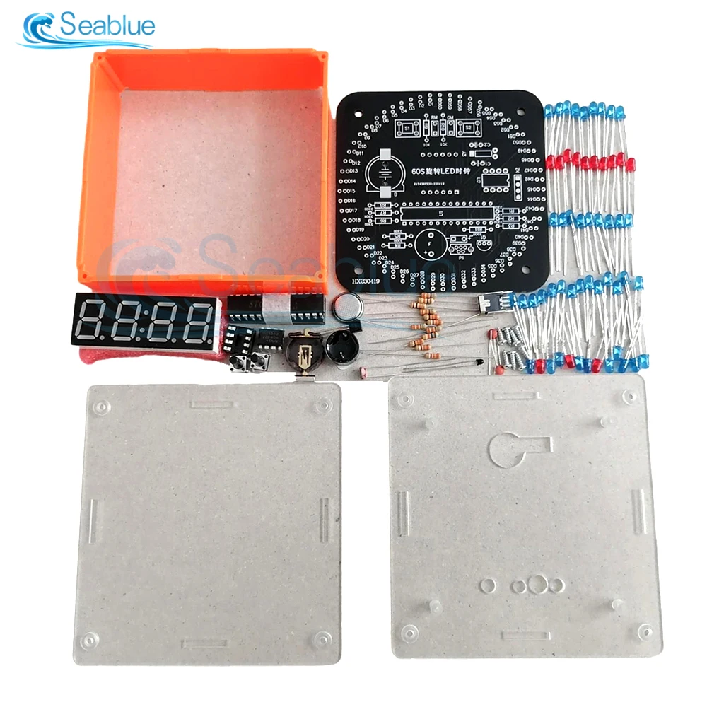 5V DS1302 Rotating Digital LED Display Module Alarm DIY Electronic Digital Clock Kit 51 SCM Learning Board Tool Set for Practice