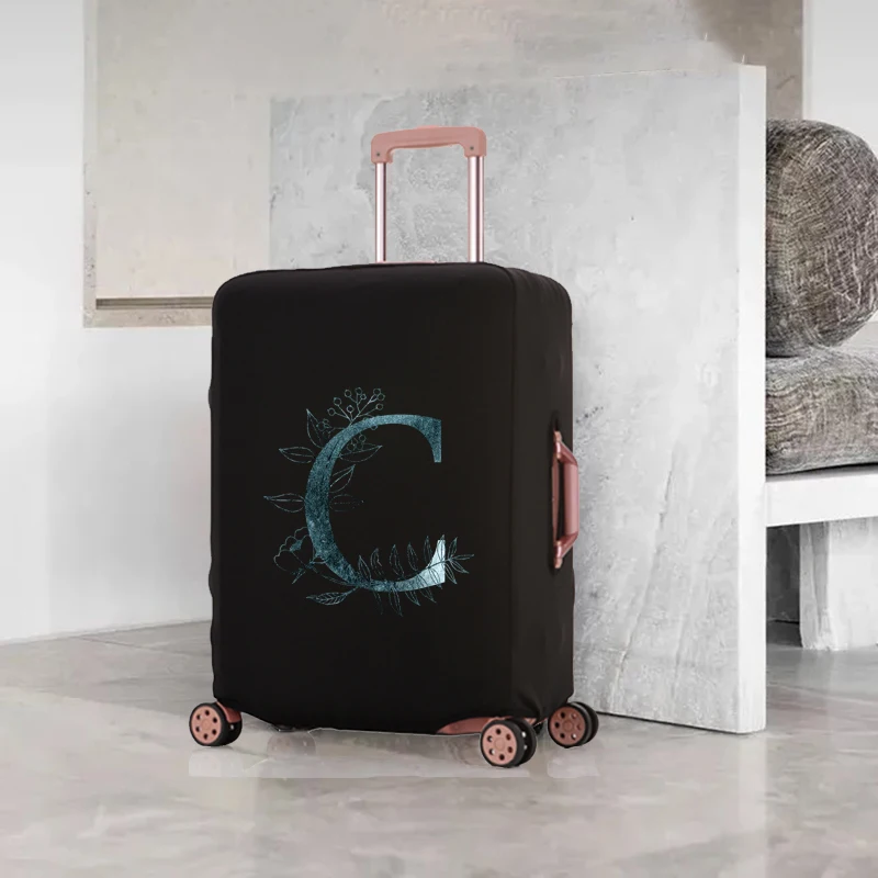 Blue Letter Suitcase Cover Elastic Luggage Cover Dust-proof Protective Cover Suitable for 18-32 Inch Travel Suitcases