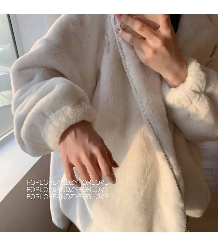 VOLALO 2024 Fashion Faux Fur Coat Winter Women Casual Hooded Slim Long Sleeve Faux Fox Fur Winter Jacket Women Casaco Feminino