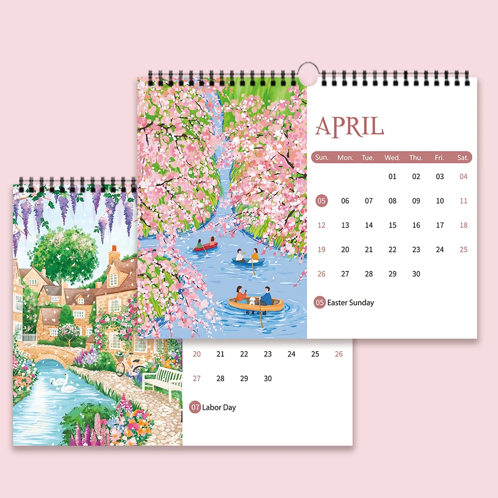 

1 шт. подвесной календарь на 2026 год, цветочный дизайн, 12 уникальных иллюстраций, ежемесячное планирование, идеальный подарок на дни рождения, Рождество, Новый год