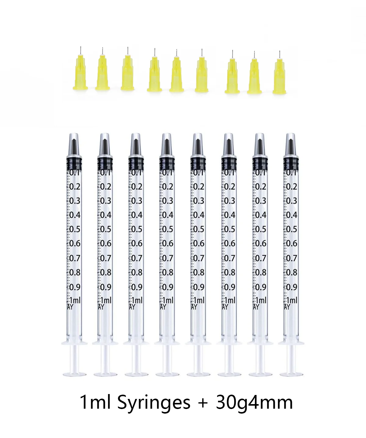 1ml Syringes+34G4MM+32G4MM+30G4MM Injection Needles Drawing Needles Injection Tool Sharp Pointed Needles Disposable Needle