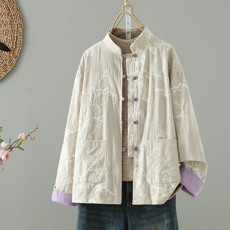 New Chinese Style Heavy Embroidery Open Cardigan Outerwear Artistic Vintage High-End Anti-Aging Autumn Style Women's Jacket
