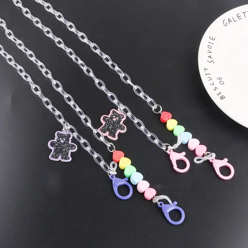 Children Little bear Anti-lost glasses Chain Fashion heart-shaped Acrylic Student Mask Lanyard Holder Neck Strap for Women