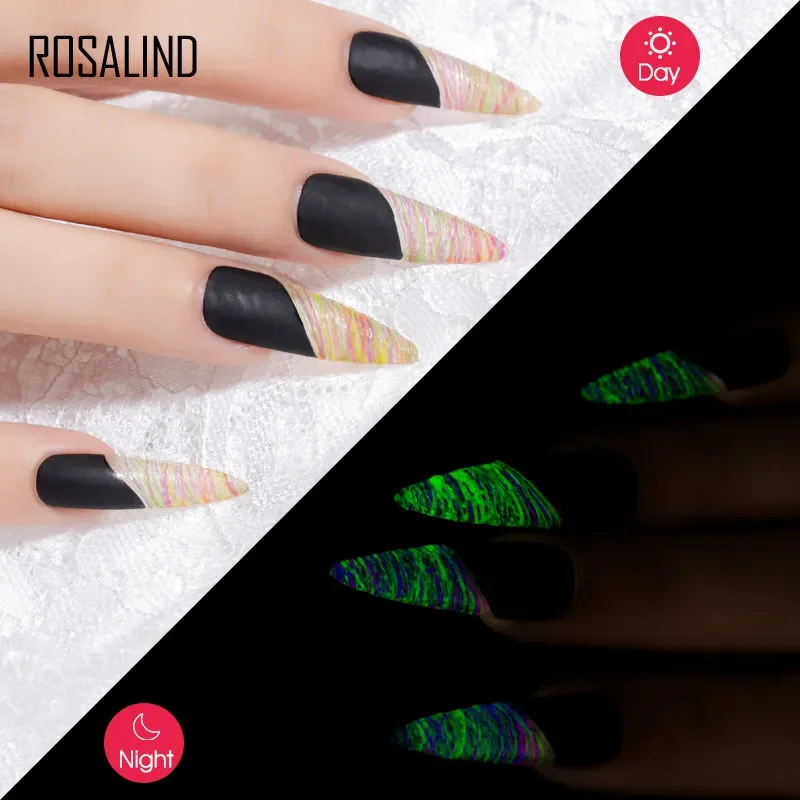 ROSALIND 5ML Painting Gel Polishes Painting Jar Semi Permanent Soak Off UV Luminous Brushed Gel Nail Art Design Top Base Coat